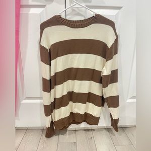 Brandy Melville striped white and brown sweater, oversized.